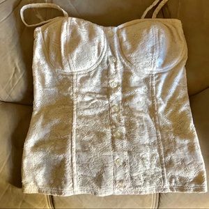 Cream Color Tank Top Bustier Corset